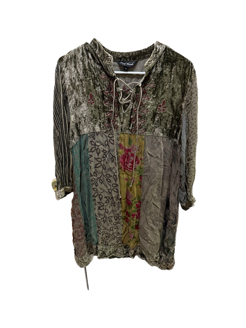 Young Threads Patchwork Boho Velvet Whimsigoth Dress